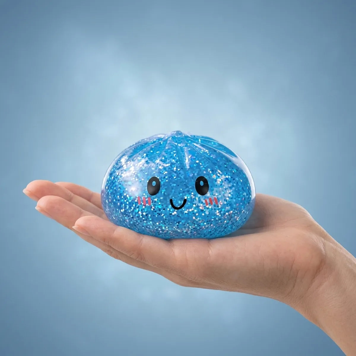 Calm Blue Glitter Dumpling Squishy — squishy dumpling toy