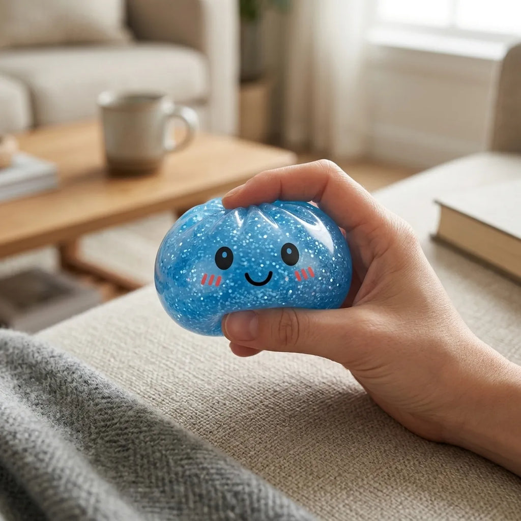 Calm Blue Glitter Dumpling Squishy — squishy dumpling toy