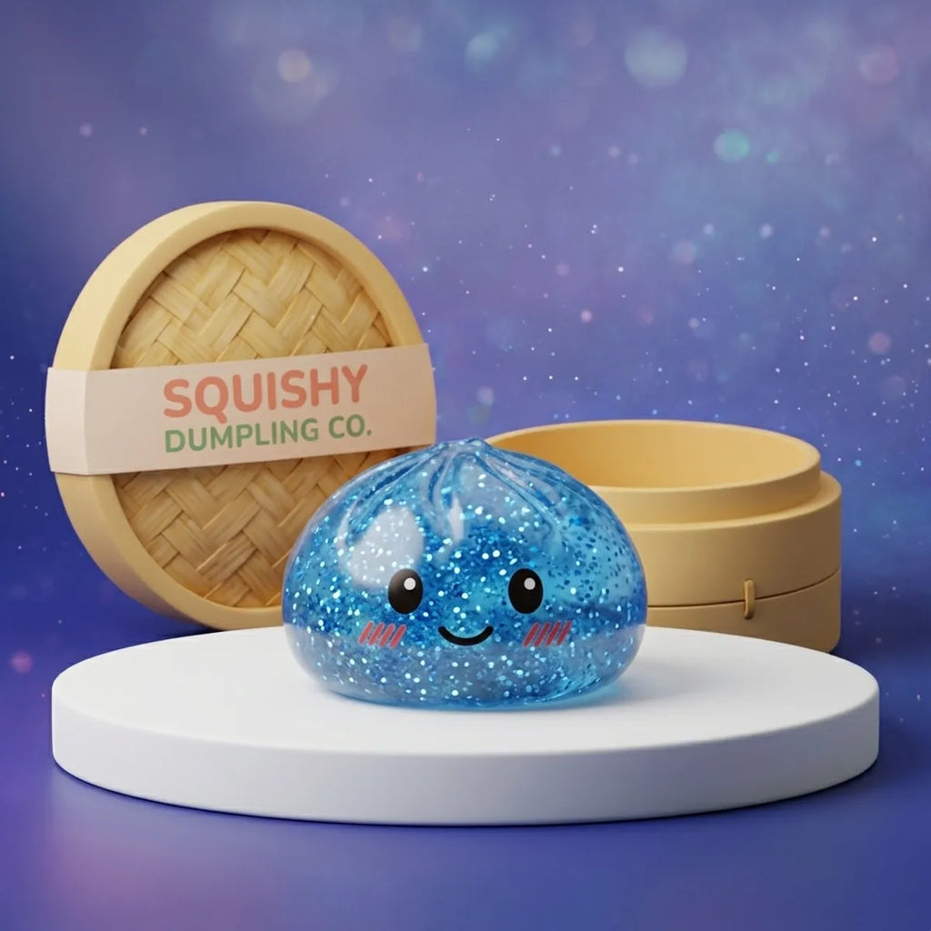 Calm Blue Glitter Dumpling Squishy — squishy dumpling toy