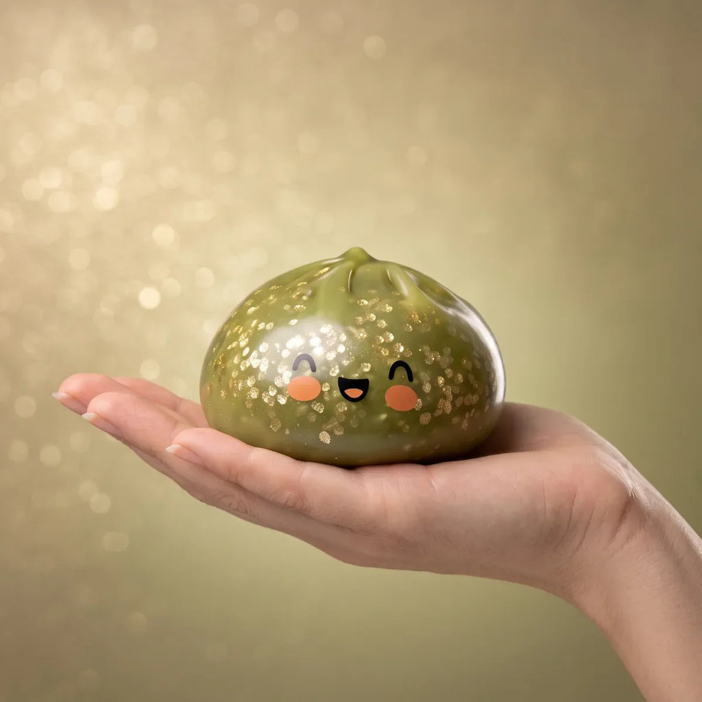 Emerald Dark Green Sparkle Dumpling Squishy — squishy dumpling toy