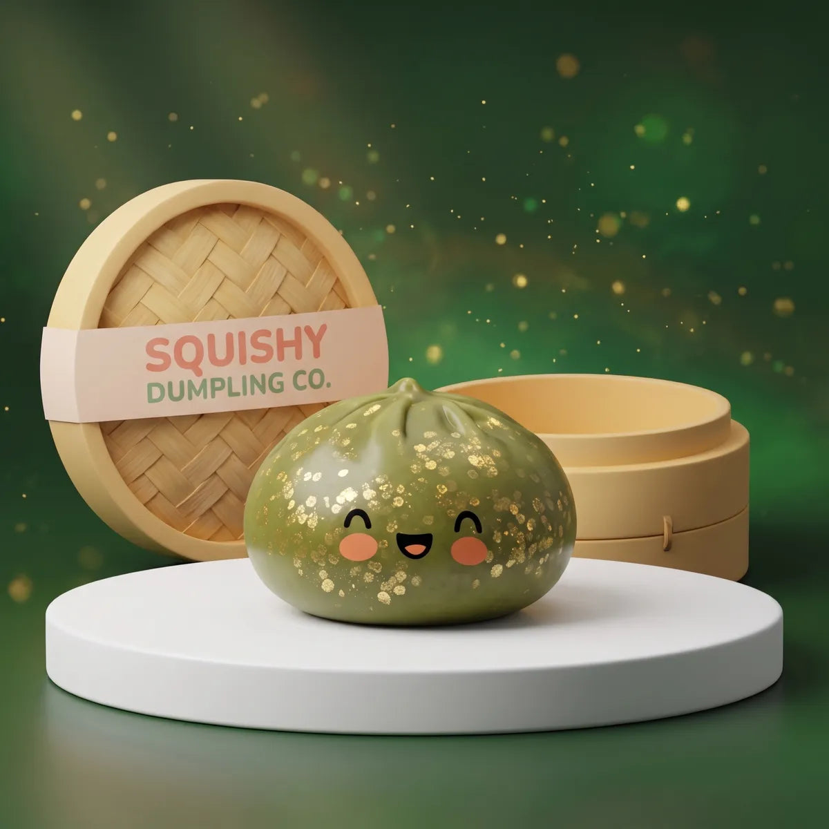 Emerald Dark Green Sparkle Dumpling Squishy — squishy dumpling toy