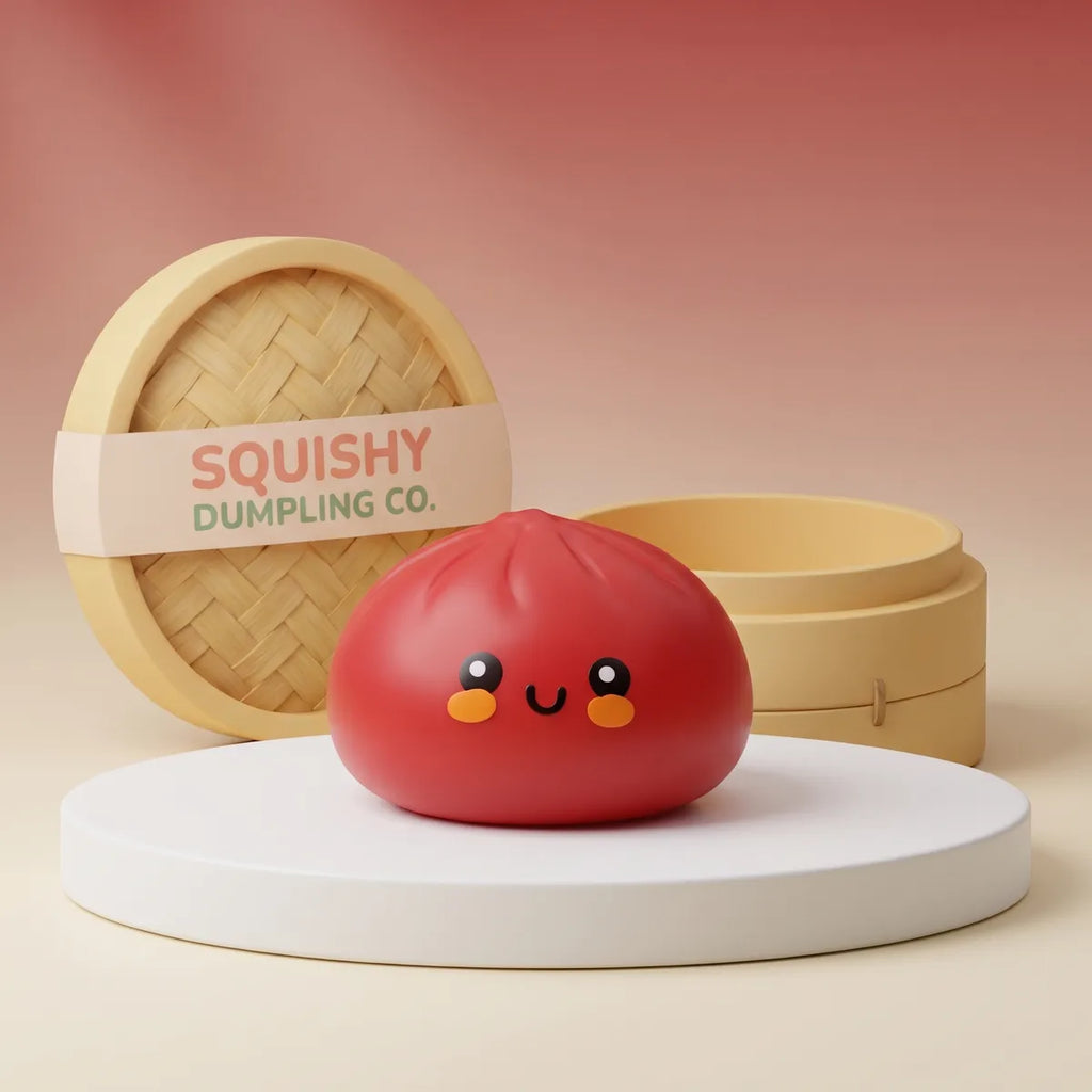 Fluffy Red Dumpling Squishy Bun — squishy dumpling toy