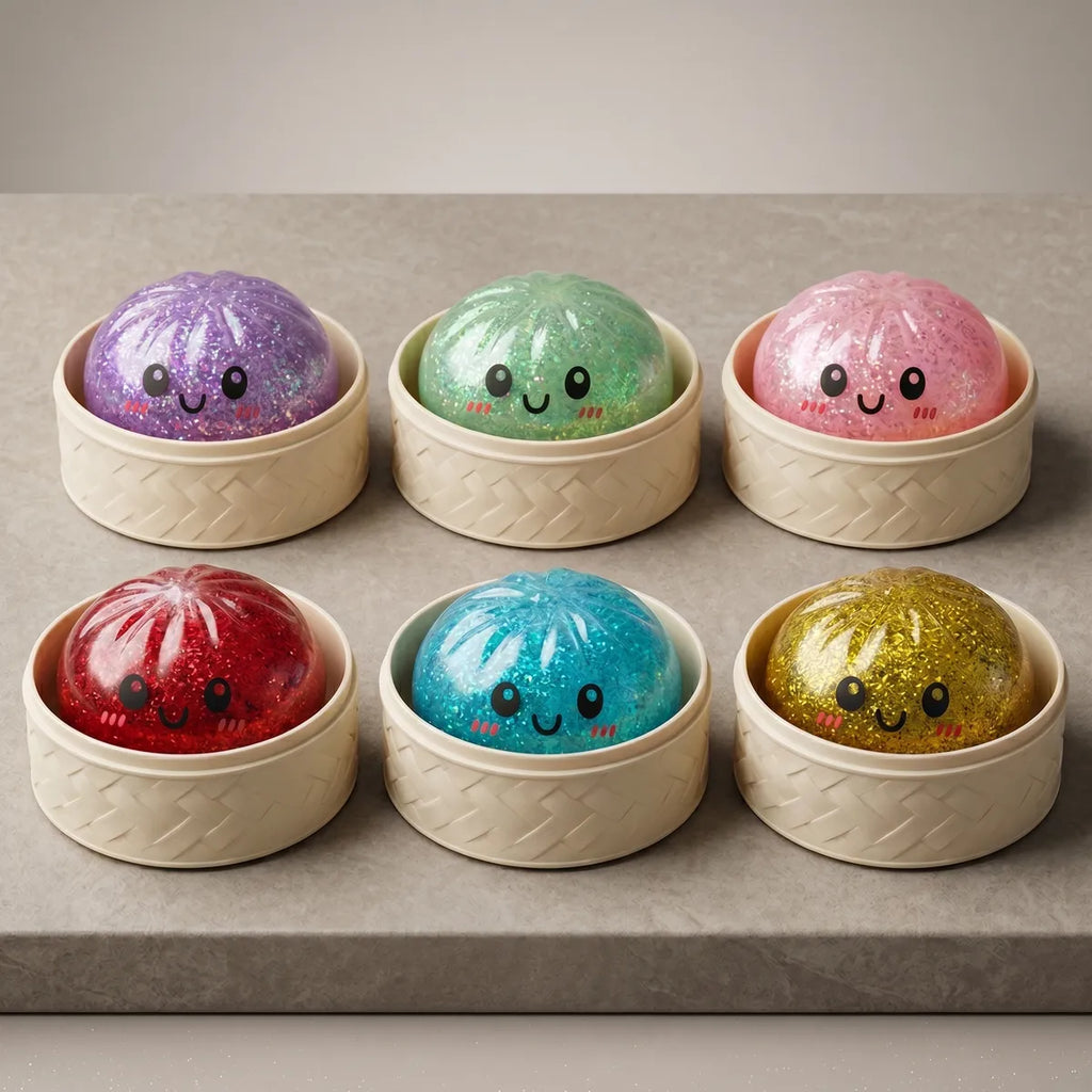 Sparkle Glitter Dumpling Squishy Set 6 Pieces — squishy dumpling toy