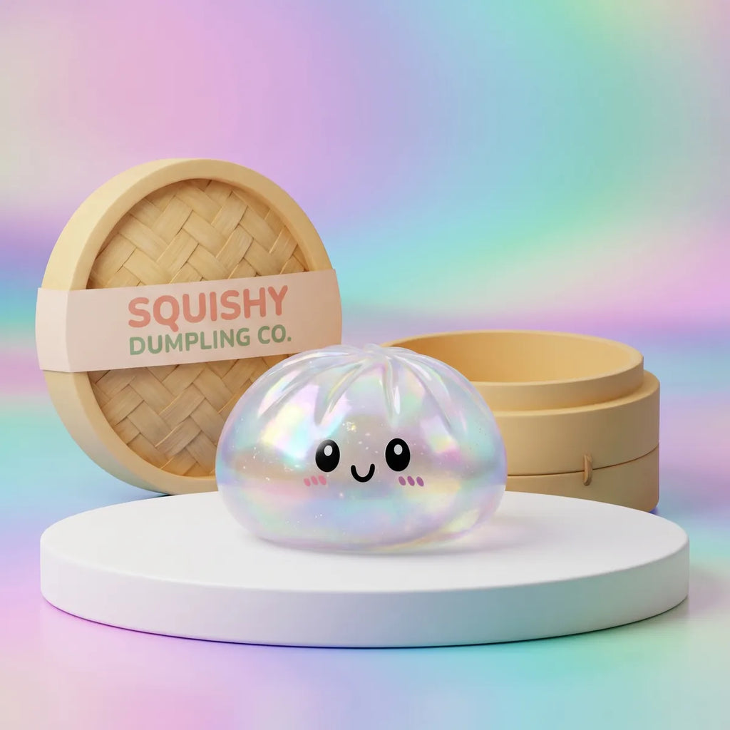 Iridescent Holographic Dumpling Squishy — squishy dumpling toy