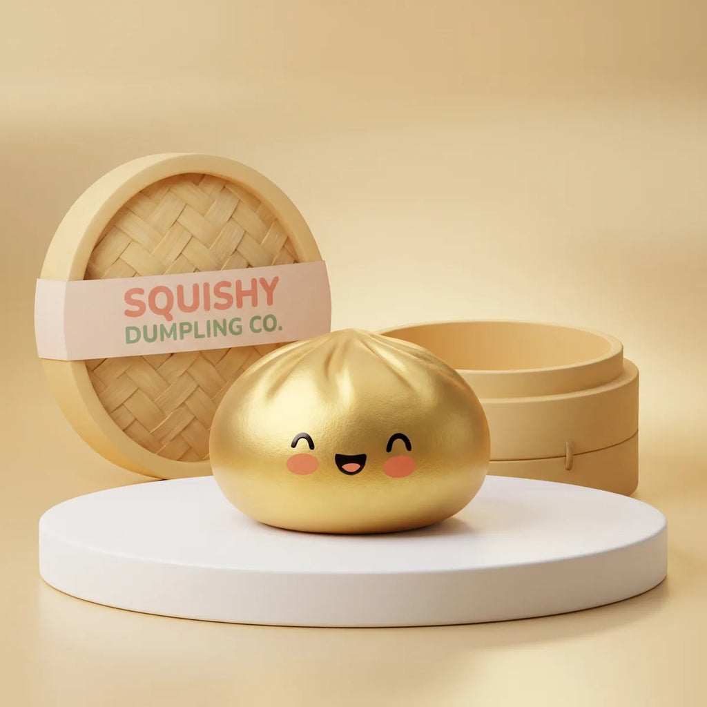 Lucky Golden Dumpling Squishy Bun — squishy dumpling toy