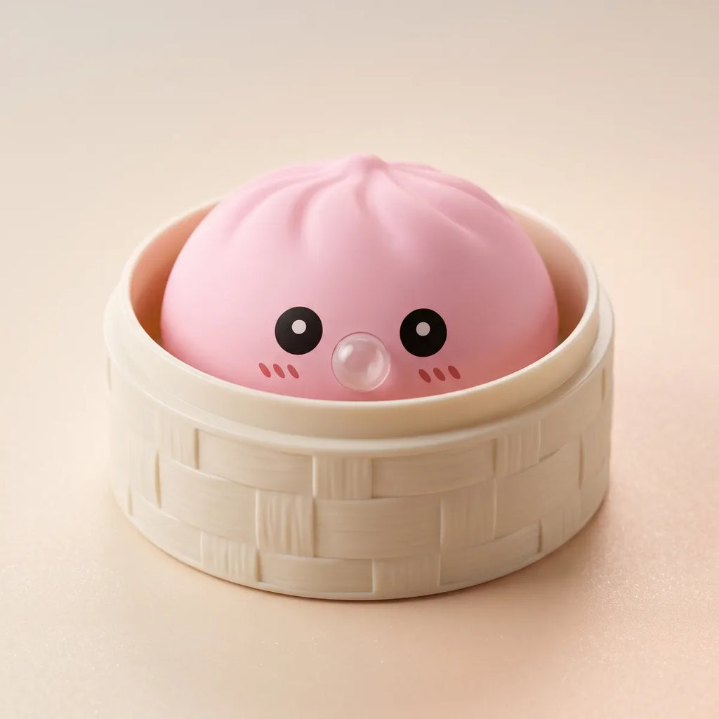 Plump Pink Blow Dumpling Squishy — squishy dumpling toy