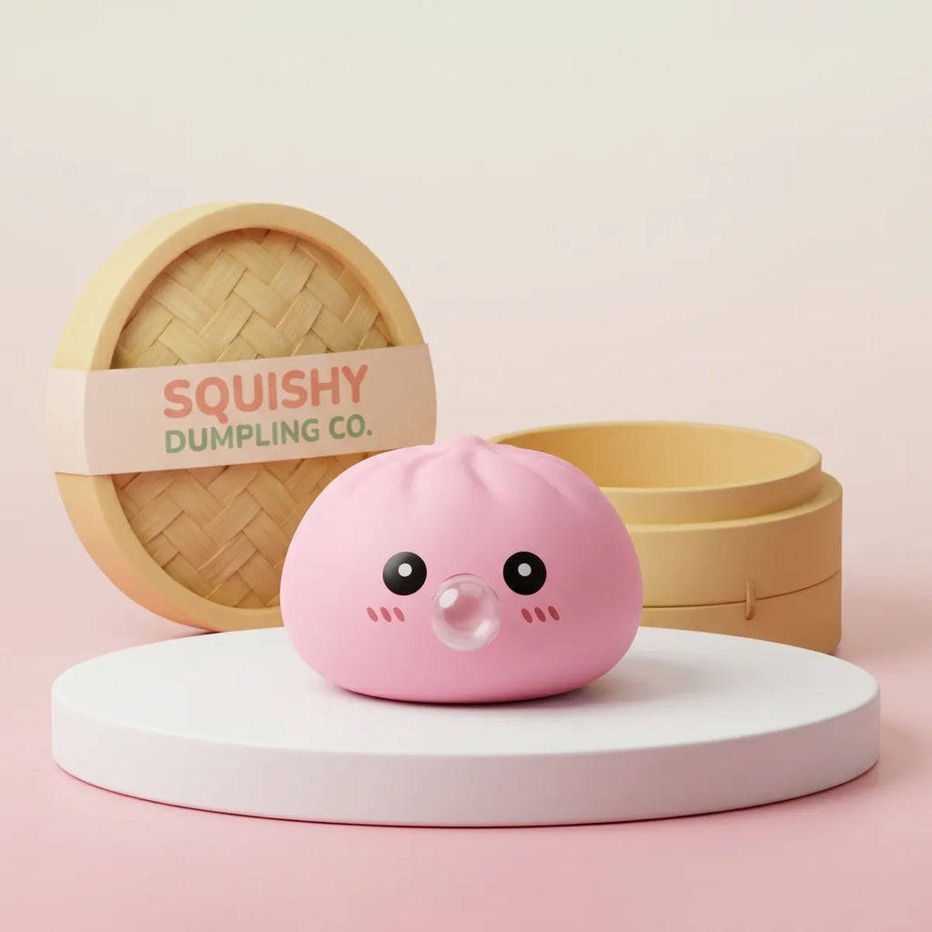 Plump Pink Blow Dumpling Squishy — squishy dumpling toy