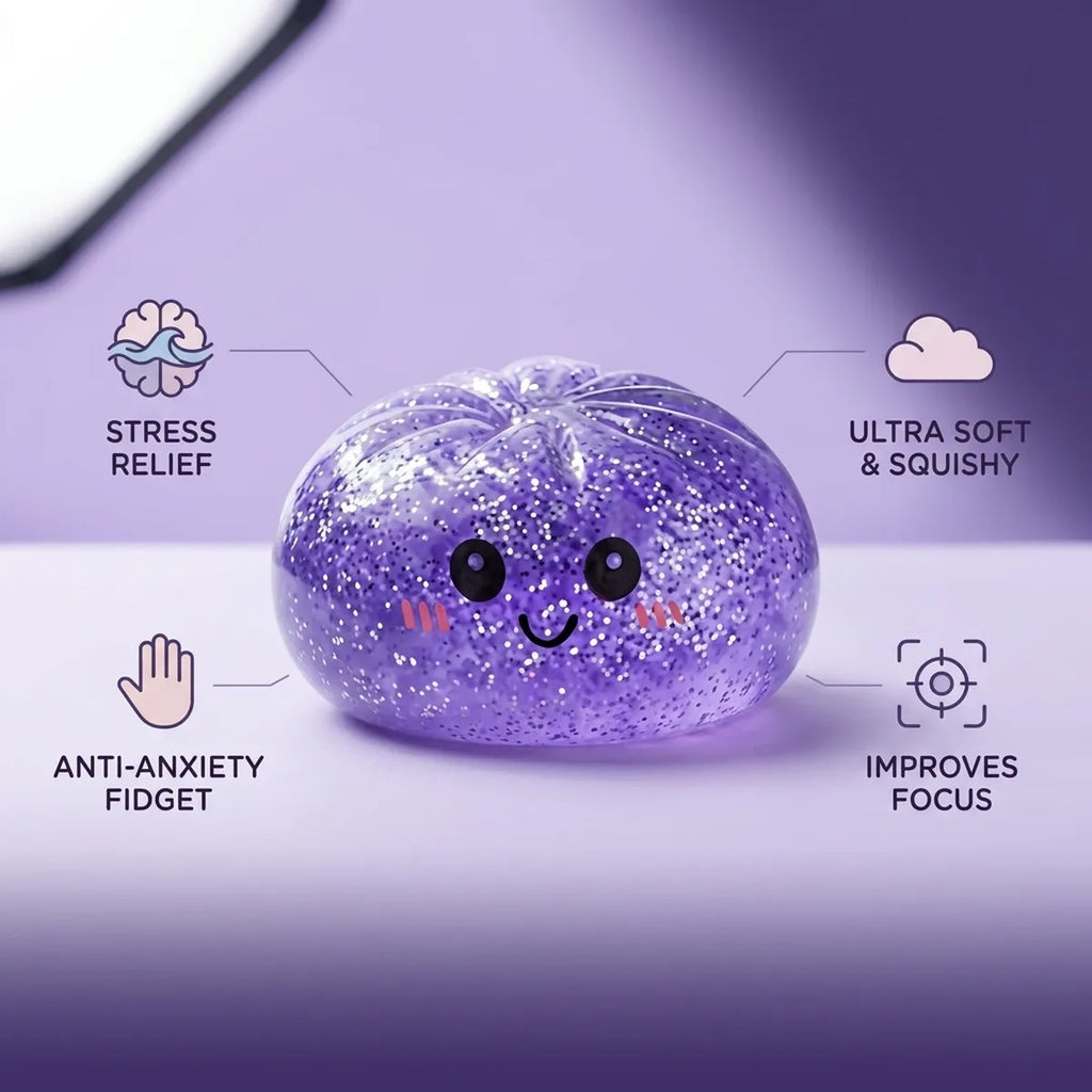 Dreamy Purple Glitter Dumpling Squishy — squishy dumpling toy