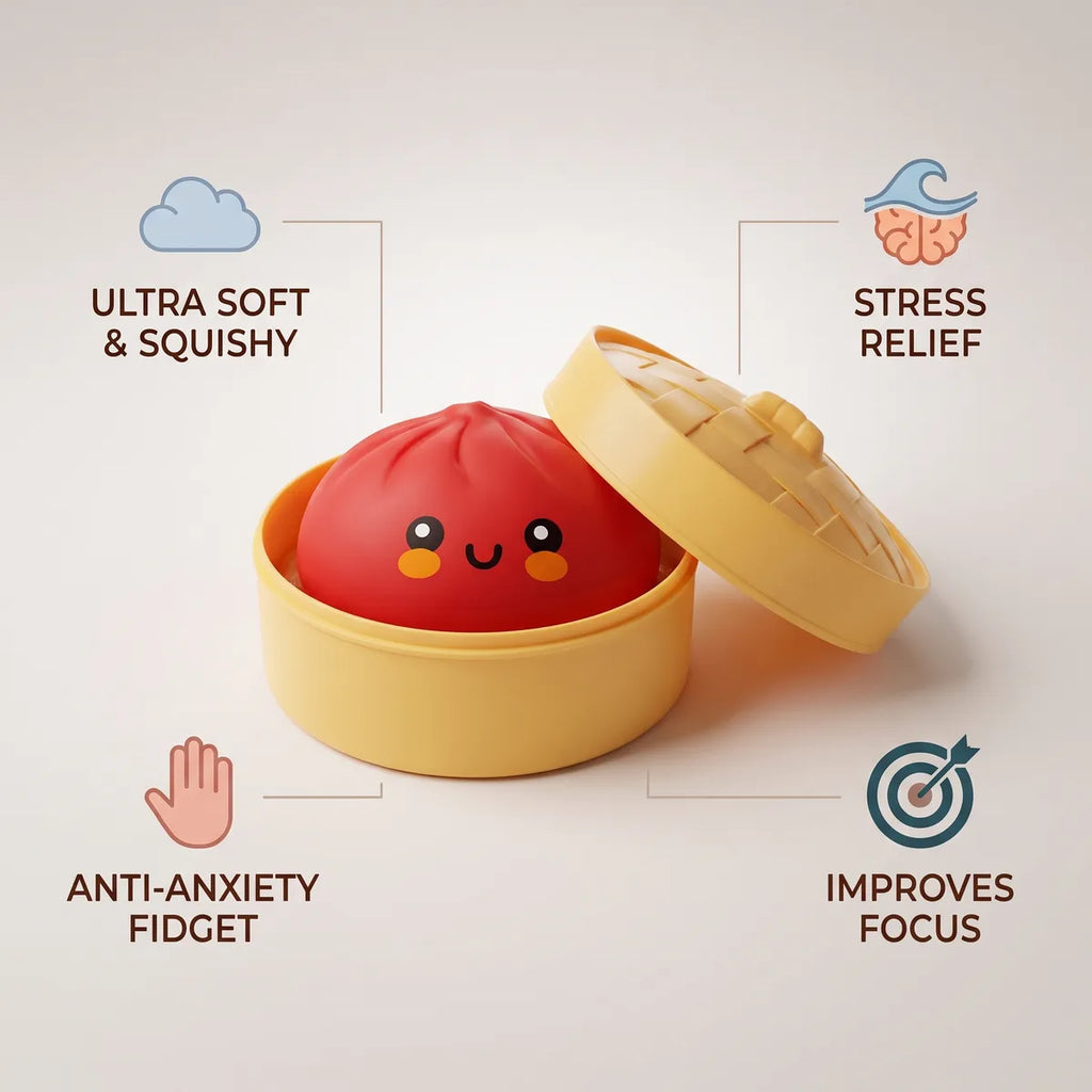 Fluffy Red Dumpling Squishy Bun — squishy dumpling toy