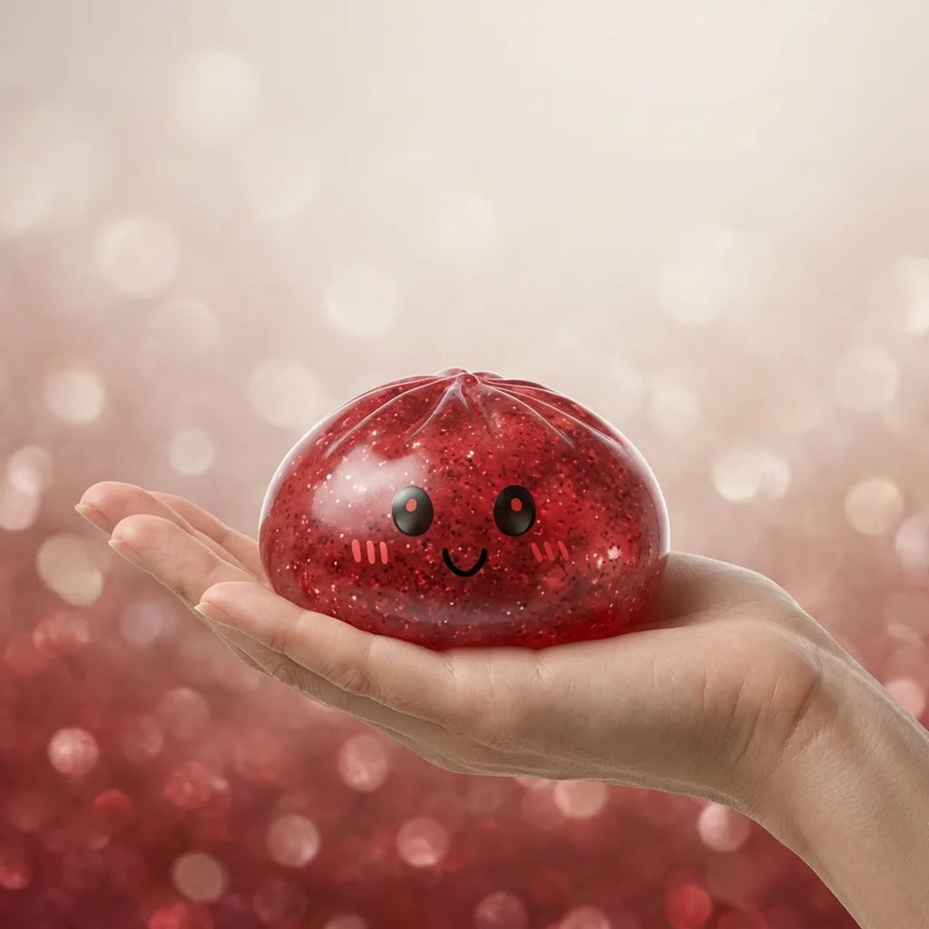 Lucky Red Glitter Dumpling Squishy — squishy dumpling toy