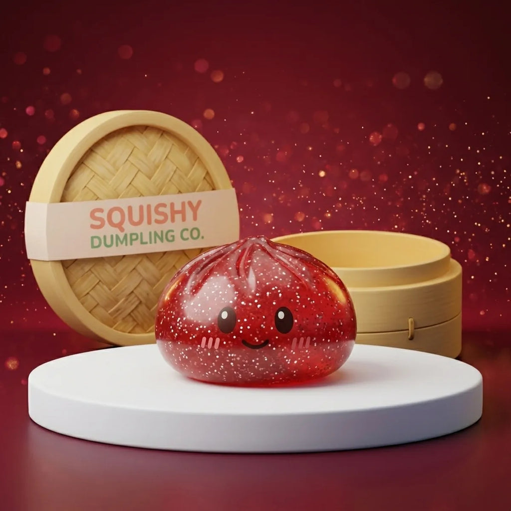 Lucky Red Glitter Dumpling Squishy — squishy dumpling toy
