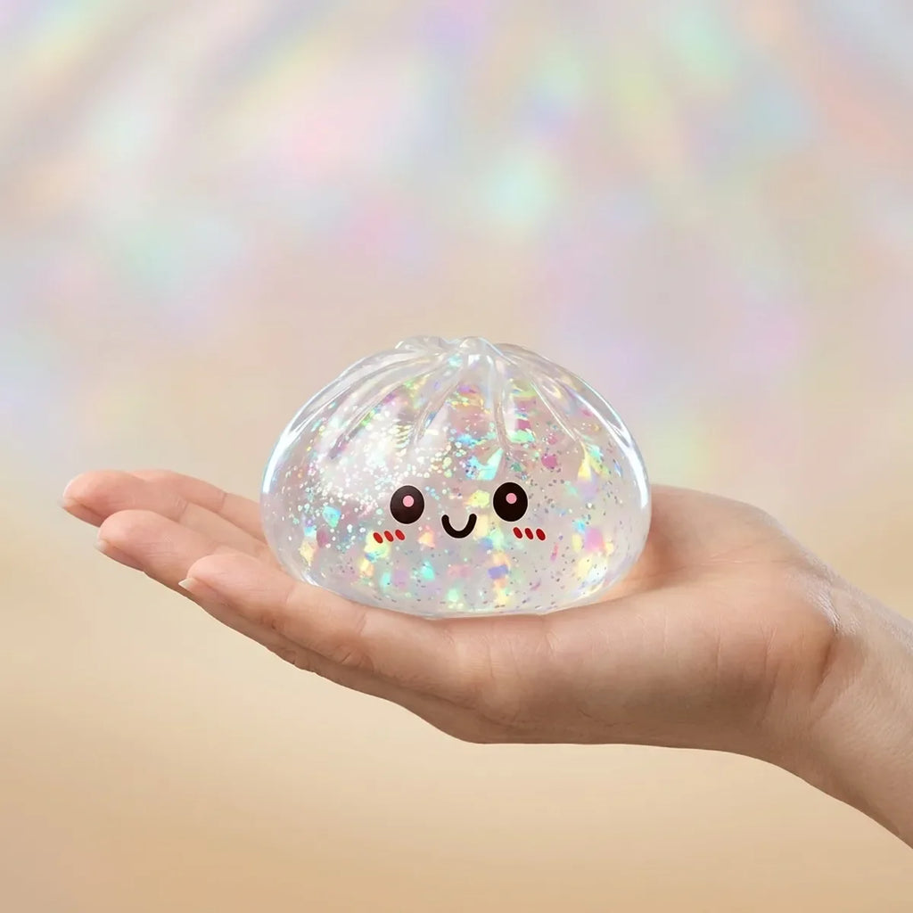 Shiny Silver Glitter Dumpling Squishy — squishy dumpling toy