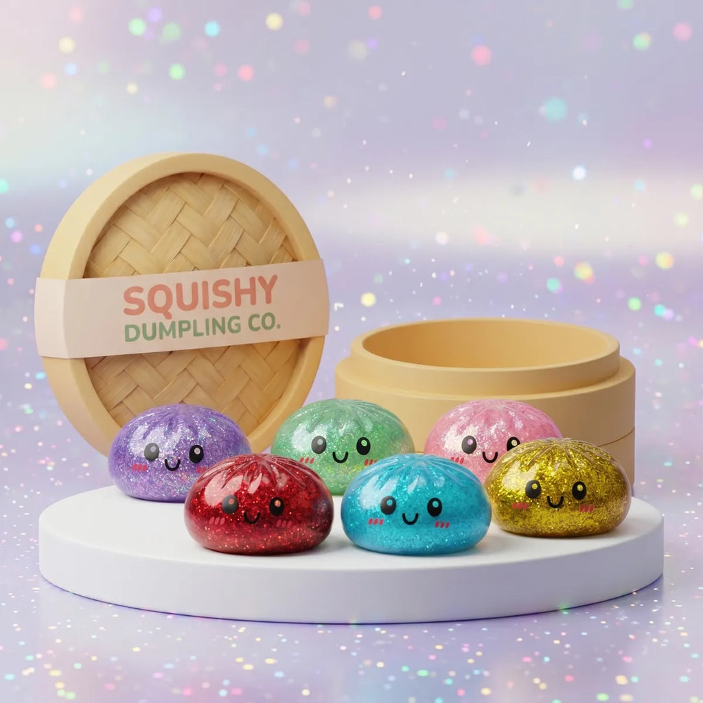 Sparkle Glitter Dumpling Squishy Set 6 Pieces — squishy dumpling toy